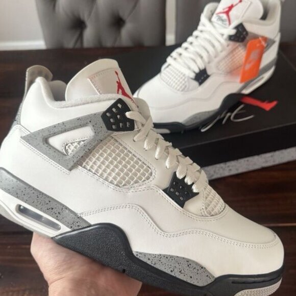 Air Jordan Retro 4 White Cement Shoes - Picture 2 of 9